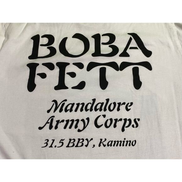 Uniqlo Unisex Star Wars Mandalorian Boba Fett S/S T-Shirt LB3 White Size 2XL - Picture 7 of 7